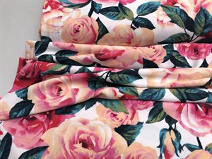 Sport / dans / yoga - hvid bund med store blomster